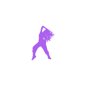 a silhouette of a dancer in purple in motion dancing